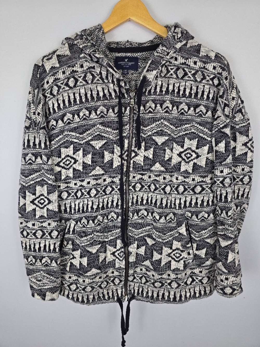 American Eagle Aztec Woven Knit Full Zip Hoodie Jacket Medium